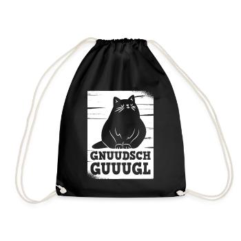 Knutschkugel auf sächsisch Katze für Katzenfreunde - Turnbeutel - Schwarz - Vorne