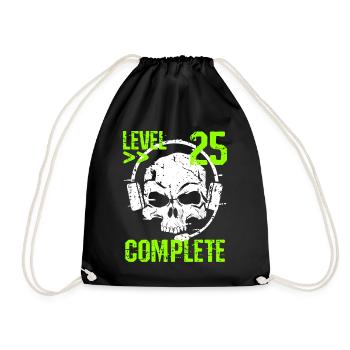 Level 25 Complete 25th Birthday Gamer & Gambler - Drawstring Bag - black - Front