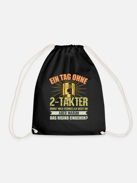 Ein Tag ohne 2 Takter für 2 Takt Retro DDR Moped - Turnbeutel - Schwarz