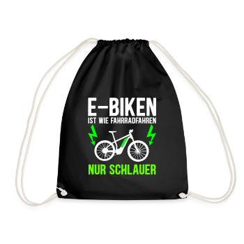 E-Bike Electro Fahrrad I Lustiges Pedelec E-Rad - Turnbeutel - Schwarz - Vorne