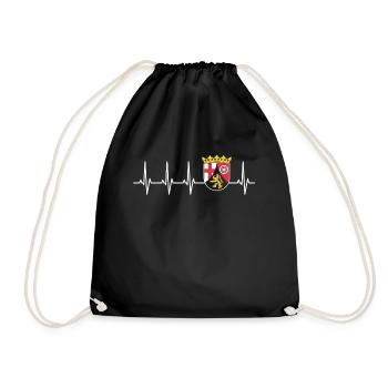 Rhineland-Palatinate flag in heartbeat ECG motif for - Drawstring Bag - black - Front