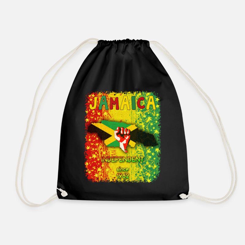 Jamaican Independent Day - Drawstring Bag - black