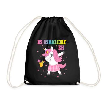 Dabbing Unicorn Es eskaliert eh - Turnbeutel - Schwarz - Vorne