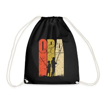 Opa und Enkel Angler Geschenke Angeln Opa - Turnbeutel - Schwarz - Vorne