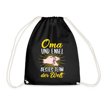 Oma und Enkel zweifache Oma Geschenk Geburt Enkel - Turnbeutel - Schwarz - Vorne
