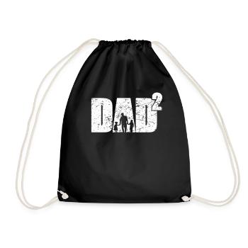 zweifacher Papa Vater zwei Kinder Vatertag - Turnbeutel - Schwarz - Vorne