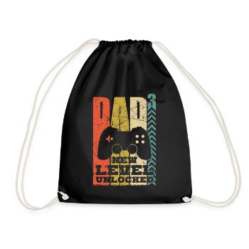 dreifacher Papa Gamer Vater 3 Kinder Retro Zocker - Turnbeutel - Schwarz - Vorne