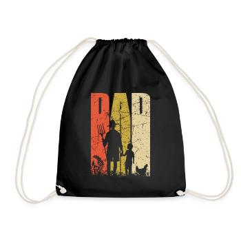 Farmer Gifts for Men : Dad and Son - Drawstring Bag - black - Front