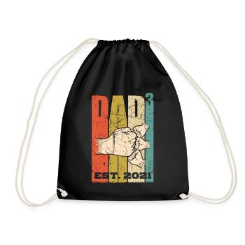 Dad to the power of 3 father of three, dad with three children - Drawstring Bag - black - Front