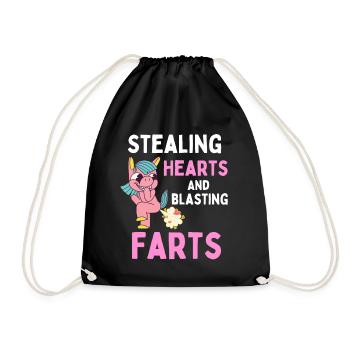 Stealing Hearts And Blasting Farts Kinder Einhorn - Turnbeutel - Schwarz - Vorne