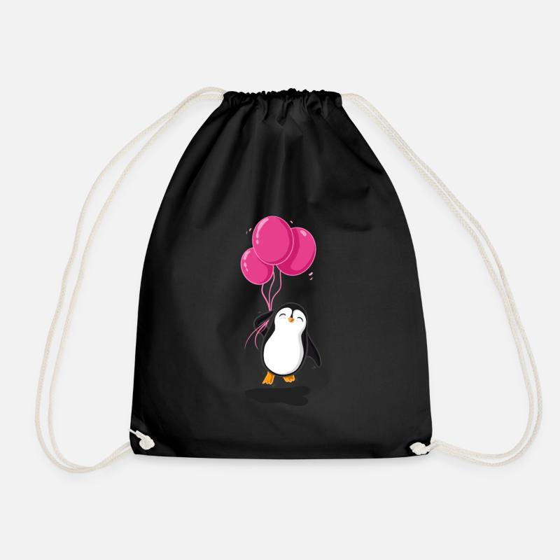Pinguin mit pinken Luftballons. - Turnbeutel - Schwarz