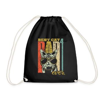 Best Cat Dad ever vier Katzen vierfach Katzenpapa - Turnbeutel - Schwarz - Vorne