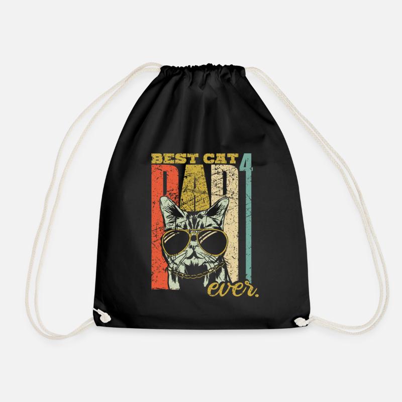 Best Cat Dad ever vier Katzen vierfach Katzenpapa - Turnbeutel - Schwarz
