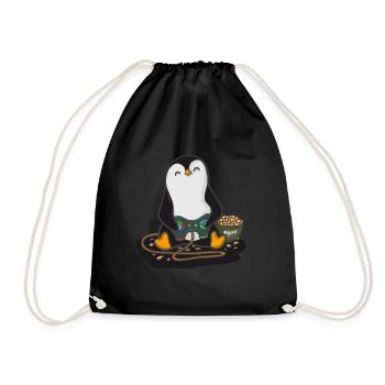 Zocker Pinguin - Turnbeutel - Schwarz - Vorne