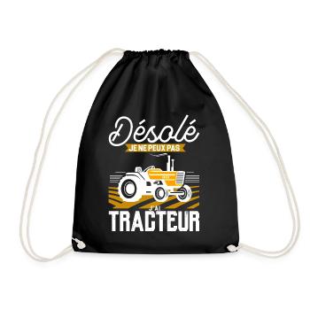 tee shirt je ne peux pas j'ai tracteur-bis - Sac de sport léger - noir - Devant