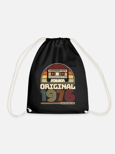 Retro Vintage Kassette Geburtstag Jahrgang 1976 - Turnbeutel - Schwarz