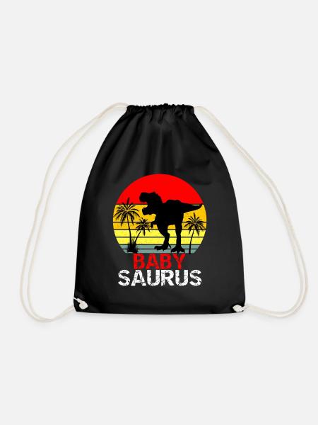 Babysaurus T Rex Dinosaur - Drawstring Bag - black