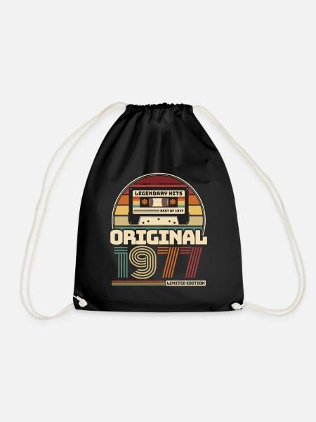 Retro Vintage Kassette Geburtstag Jahrgang 1977 - Turnbeutel - Schwarz