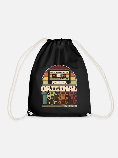 Retro Vintage Kassette Geburtstag Jahrgang 1983 - Turnbeutel - Schwarz