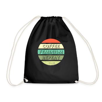 Coffee Feminism Repeat - Drawstring Bag - black - Front