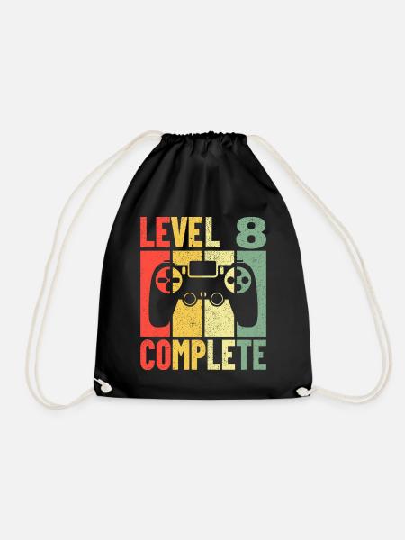 Geburtstag Gaming Gamer Zocker Level 8 Complete - Turnbeutel - Schwarz