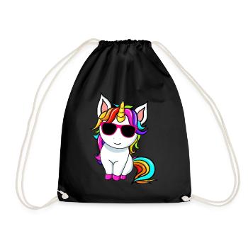 Petite licorne mignonne avec Sunglasess - Sac de sport léger - noir - Devant