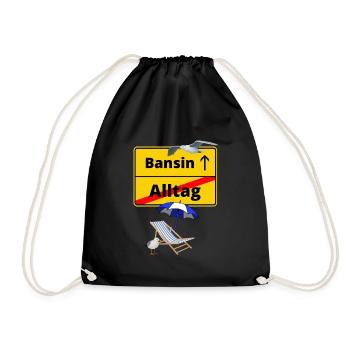 Bansin-Ortsschild Alltag Bansin -Ostsee - Turnbeutel - Schwarz - Vorne