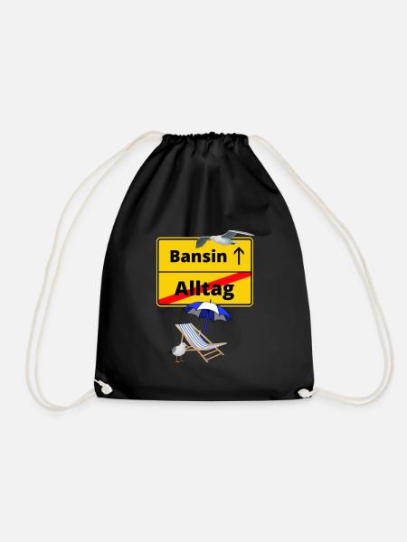 Bansin-Ortsschild Alltag Bansin -Ostsee - Turnbeutel - Schwarz