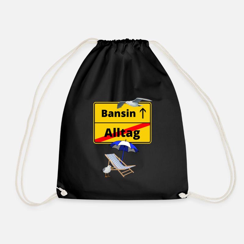 Bansin-Ortsschild Alltag Bansin -Ostsee - Turnbeutel - Schwarz