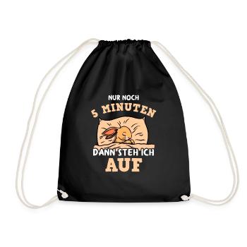 Hase Kaninchen Spruch Langschläfer Schlafshirt - Turnbeutel - Schwarz - Vorne