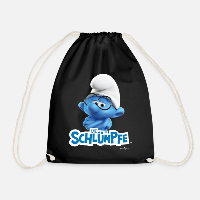 Die Schlümpfe Schlaubi Schlumpf Logo - Turnbeutel - Schwarz