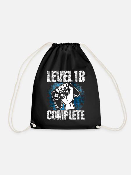 Level 18 Complete Geburtstagsgeschenk 18 Jahre - Turnbeutel - Schwarz