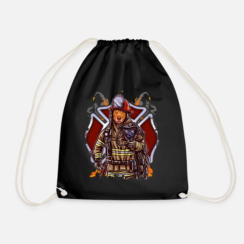 Funny Pitbull Firefighter Fireman - Turnbeutel - Schwarz