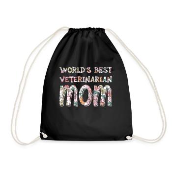 World's Best Veterinarian Mom Animal Doctor - Drawstring Bag - black - Front