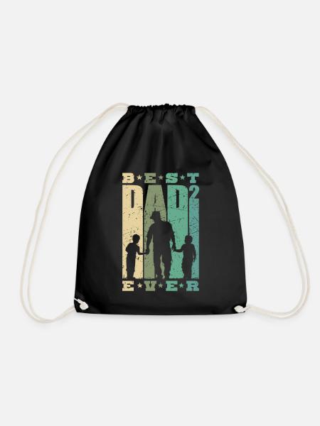 Papa Shirt zwei Söhne zweifacher Vater Geschenk - Turnbeutel - Schwarz