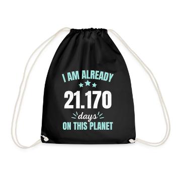Déjà 21170 jours sur cette planète 58ème anniversaire - Sac de sport léger - noir - Devant