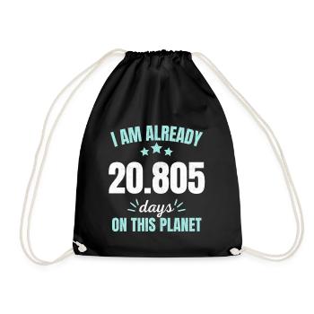 Déjà 20805 Jours sur Cette Planète 57ème Anniversaire - Sac de sport léger - noir - Devant