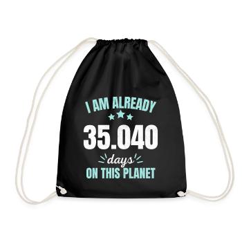 Already 35040 Days On This Planet 96th Birthday - Drawstring Bag - black - Front
