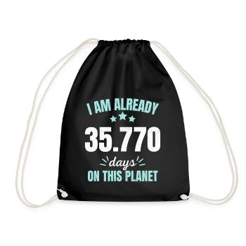 Already 35770 Days On This Planet 98th Birthday - Drawstring Bag - black - Front