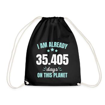 Already 35405 Days On This Planet 97th Birthday - Drawstring Bag - black - Front