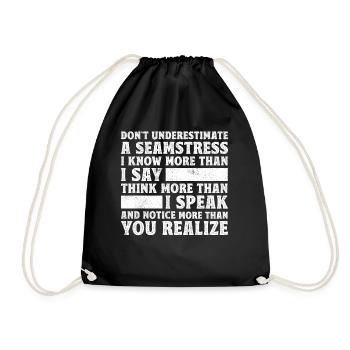 Do Not Underestimate A Seamstress - Drawstring Bag - black - Front