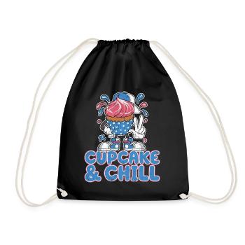 Cupcake And Chill Cupcake Character - Drawstring Bag - black - Front