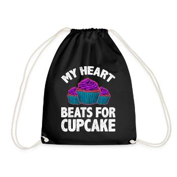 Mon cœur bat pour le cupcake - Sac de sport léger - noir - Devant