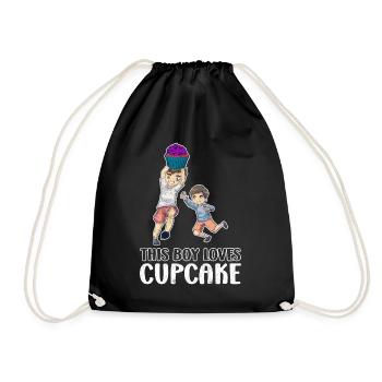 This Boy Loves Cupcake - Drawstring Bag - black - Front
