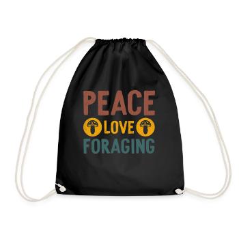 Peace Love Foraging Mycology Mushies Mushroom - Drawstring Bag - black - Front