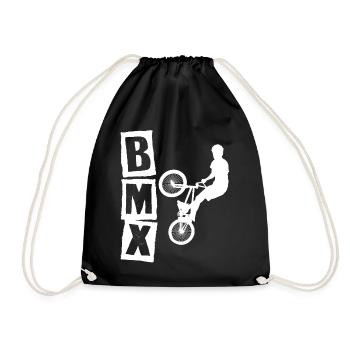 BMX Rennrad Radfahrer Trick - Turnbeutel - Schwarz - Vorne