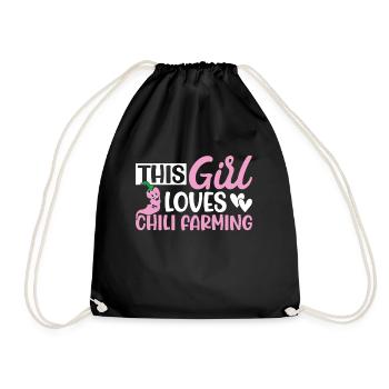 This Girl Loves Chili Farming - Turnbeutel - Schwarz - Vorne