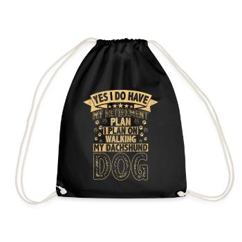 Retirement Plan Walking My Dachshund Dog Retired - Drawstring Bag - black - Front