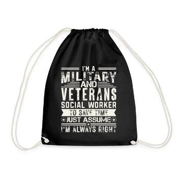 I'm A Military & Veterans Social Worker - Drawstring Bag - black - Front