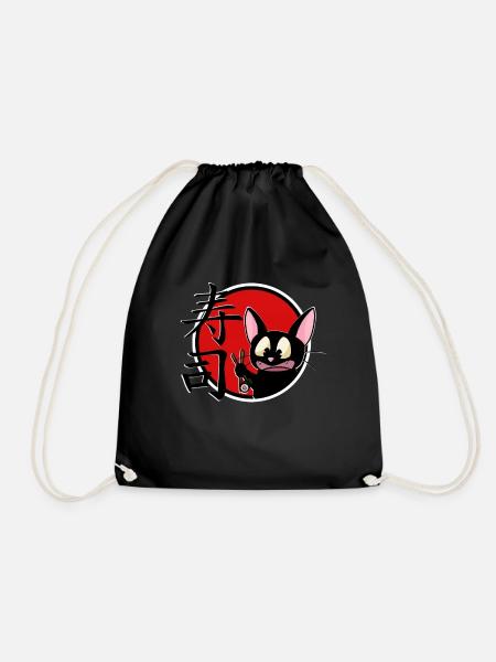 mignon drôle manga cat shirt autocollant - Sac de sport léger - noir